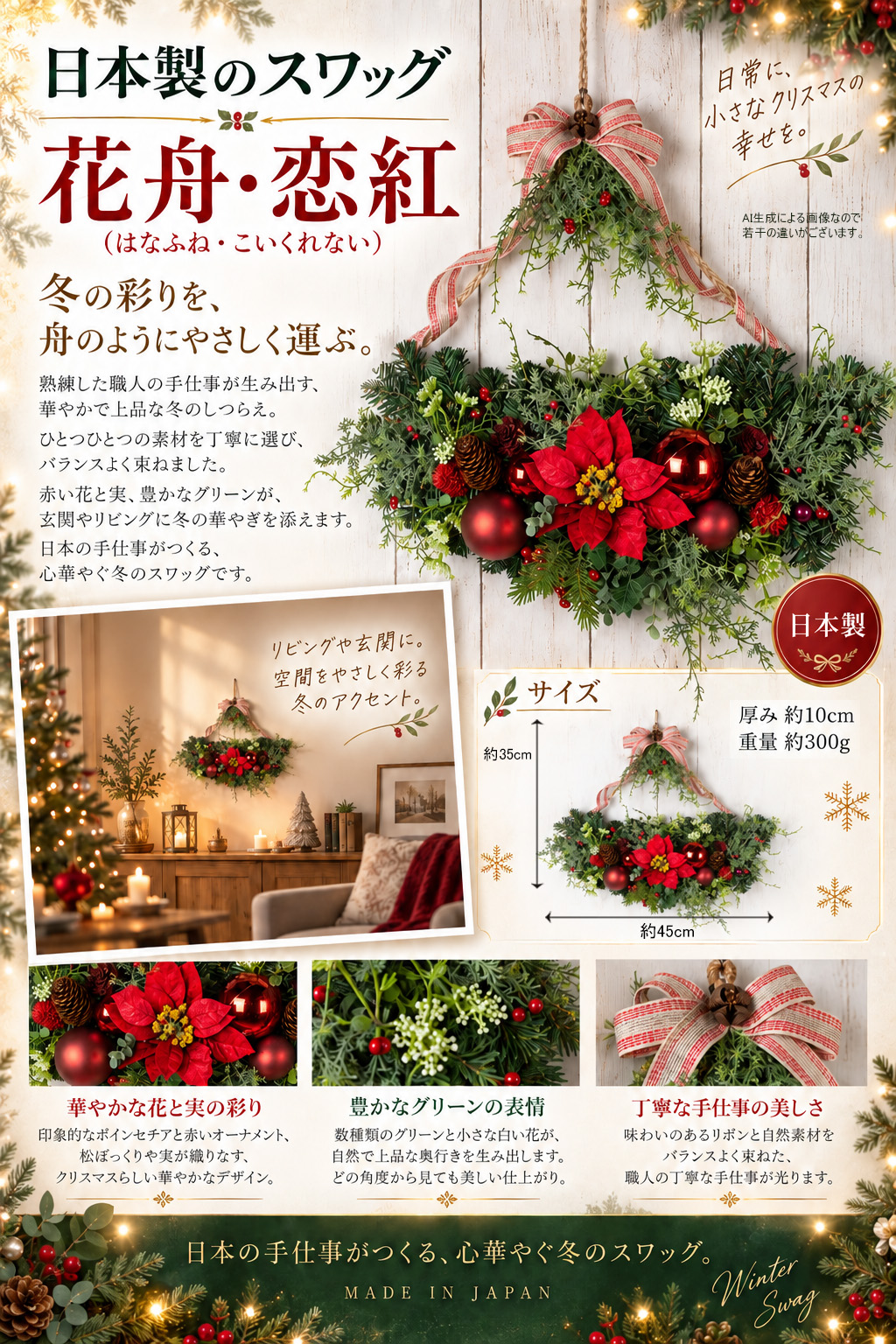 日本製のスワッグ・双つ鐘・紅